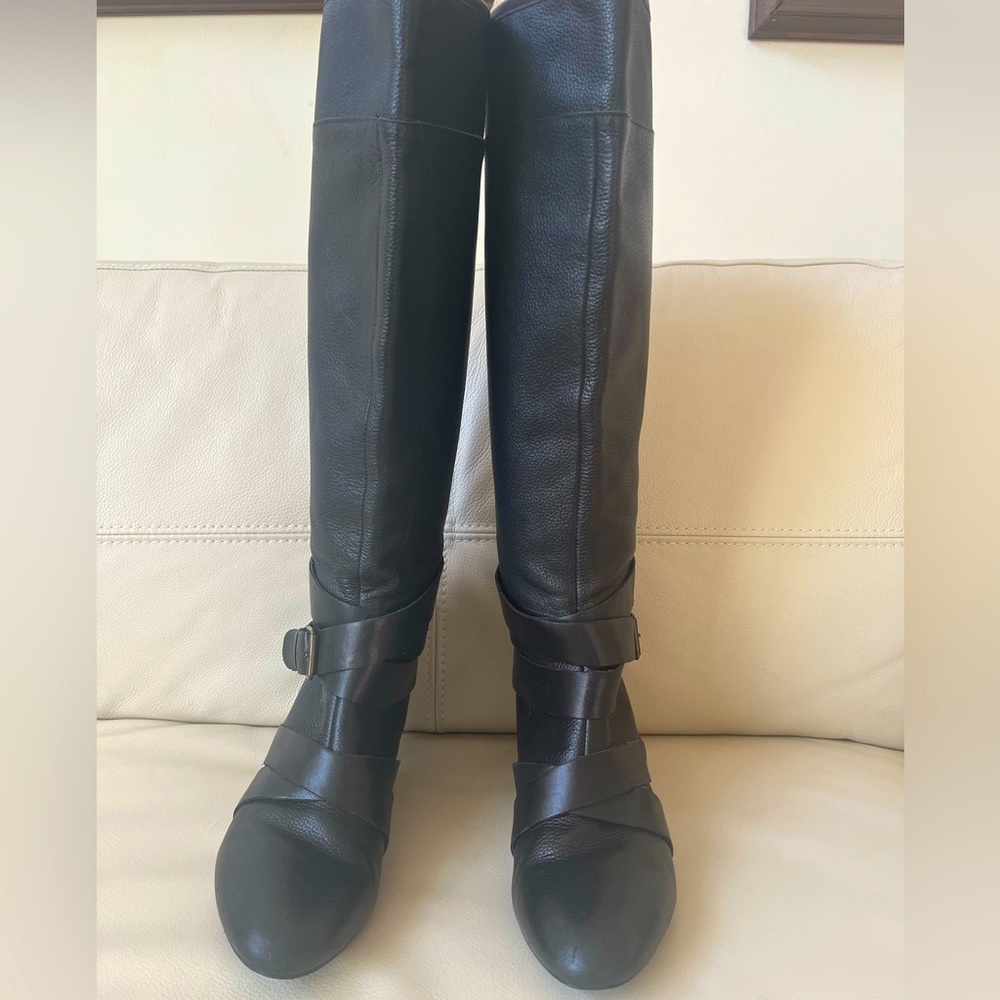 Cynthia Rowley Lainey tall Black leather boots.
